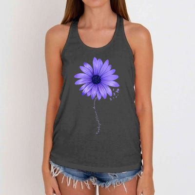 Esophageal Cancer Awareness Sunflower Periwinkle ribbon Women's Knotted Racerback Tank