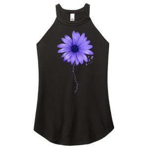 Esophageal Cancer Awareness Sunflower Periwinkle ribbon Women's Perfect Tri Rocker Tank