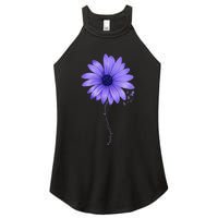 Esophageal Cancer Awareness Sunflower Periwinkle ribbon Women's Perfect Tri Rocker Tank