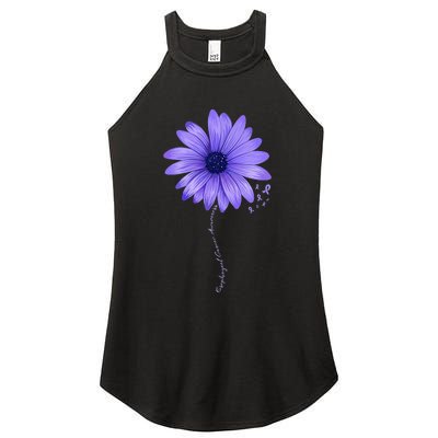 Esophageal Cancer Awareness Sunflower Periwinkle ribbon Women's Perfect Tri Rocker Tank