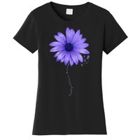 Esophageal Cancer Awareness Sunflower Periwinkle ribbon Women's T-Shirt