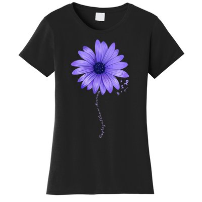 Esophageal Cancer Awareness Sunflower Periwinkle ribbon Women's T-Shirt