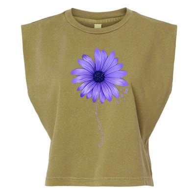 Esophageal Cancer Awareness Sunflower Periwinkle ribbon Garment-Dyed Women's Muscle Tee