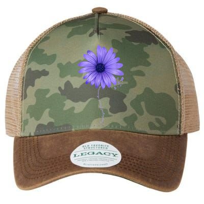 Esophageal Cancer Awareness Sunflower Periwinkle ribbon Legacy Tie Dye Trucker Hat