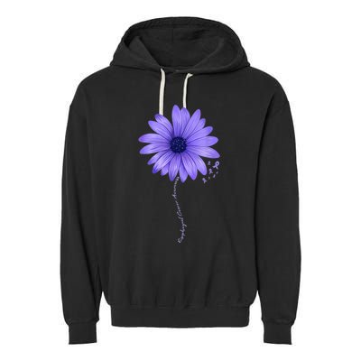 Esophageal Cancer Awareness Sunflower Periwinkle ribbon Garment-Dyed Fleece Hoodie