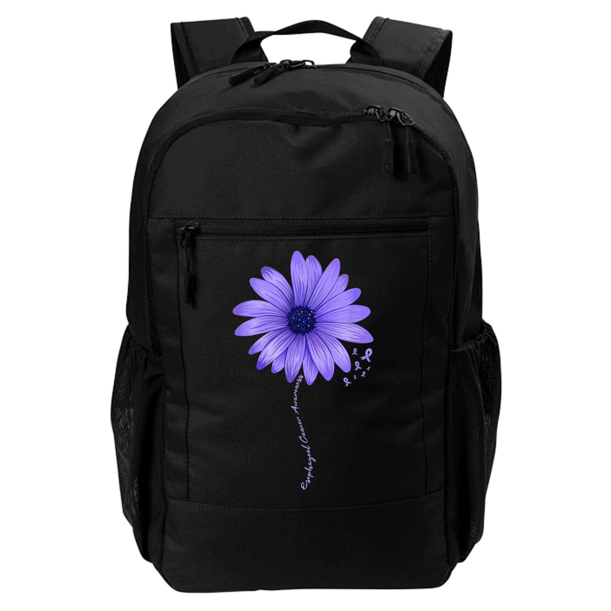Esophageal Cancer Awareness Sunflower Periwinkle ribbon Backpack