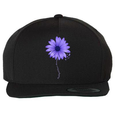Esophageal Cancer Awareness Sunflower Periwinkle ribbon Wool Snapback Cap
