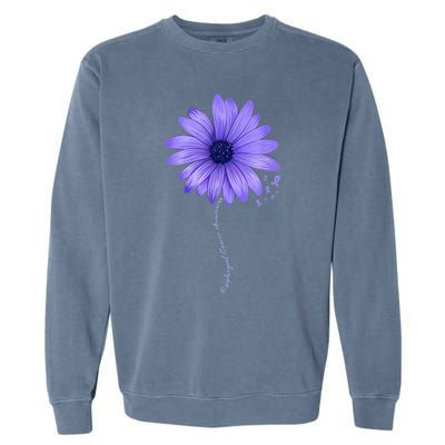 Esophageal Cancer Awareness Sunflower Periwinkle ribbon Garment-Dyed Sweatshirt