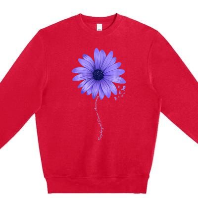 Esophageal Cancer Awareness Sunflower Periwinkle ribbon Premium Crewneck Sweatshirt