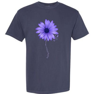 Esophageal Cancer Awareness Sunflower Periwinkle ribbon Garment-Dyed Heavyweight T-Shirt