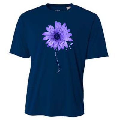 Esophageal Cancer Awareness Sunflower Periwinkle ribbon Cooling Performance Crew T-Shirt