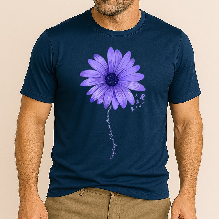 Esophageal Cancer Awareness Sunflower Periwinkle ribbon Cooling Performance Crew T-Shirt