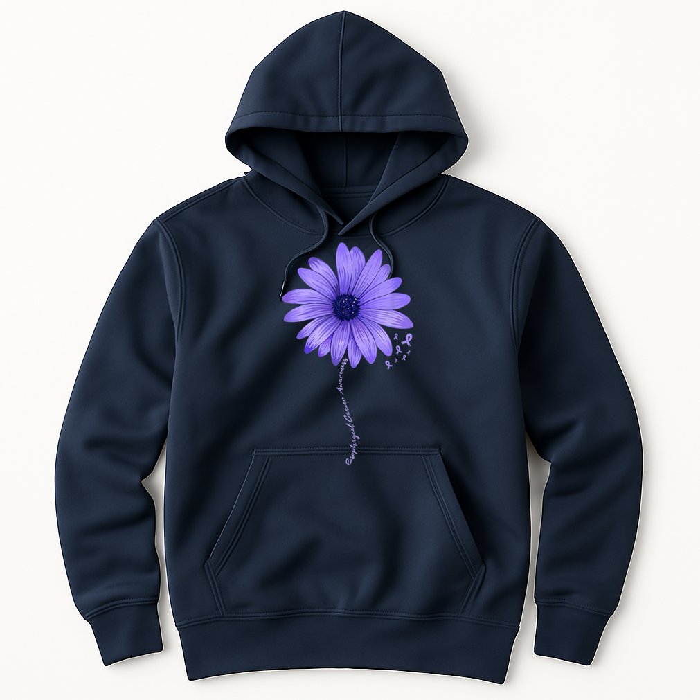 Esophageal Cancer Awareness Sunflower Periwinkle ribbon Hoodie