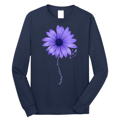 Esophageal Cancer Awareness Sunflower Periwinkle ribbon Long Sleeve Shirt