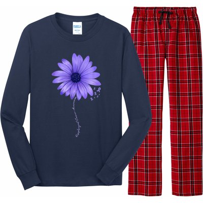 Esophageal Cancer Awareness Sunflower Periwinkle ribbon Long Sleeve Pajama Set