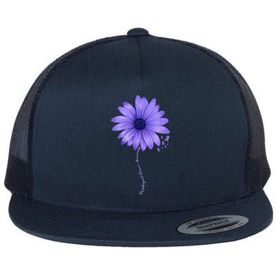 Esophageal Cancer Awareness Sunflower Periwinkle ribbon Flatbill Hat