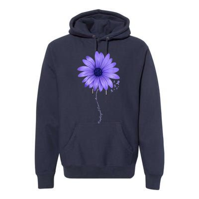 Esophageal Cancer Awareness Sunflower Periwinkle ribbon Premium Hoodie