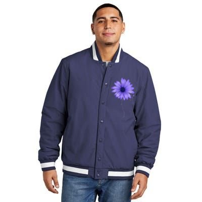 Esophageal Cancer Awareness Sunflower Periwinkle ribbon Insulated Varsity Jacket