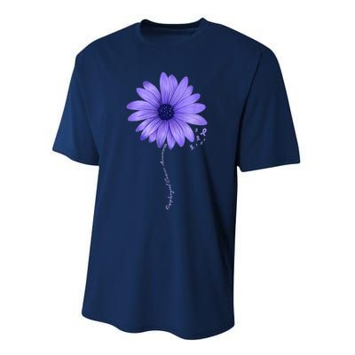 Esophageal Cancer Awareness Sunflower Periwinkle ribbon Performance Sprint T-Shirt