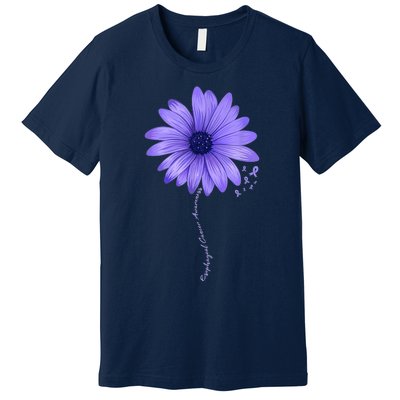 Esophageal Cancer Awareness Sunflower Periwinkle ribbon Premium T-Shirt