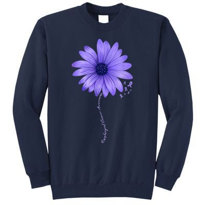 Esophageal Cancer Awareness Sunflower Periwinkle ribbon Tall Sweatshirt