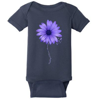 Esophageal Cancer Awareness Sunflower Periwinkle ribbon Baby Bodysuit