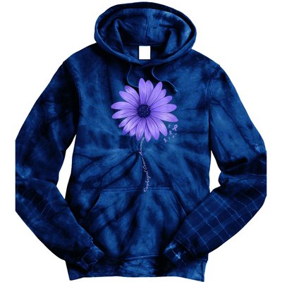 Esophageal Cancer Awareness Sunflower Periwinkle ribbon Tie Dye Hoodie