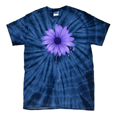 Esophageal Cancer Awareness Sunflower Periwinkle ribbon Tie-Dye T-Shirt