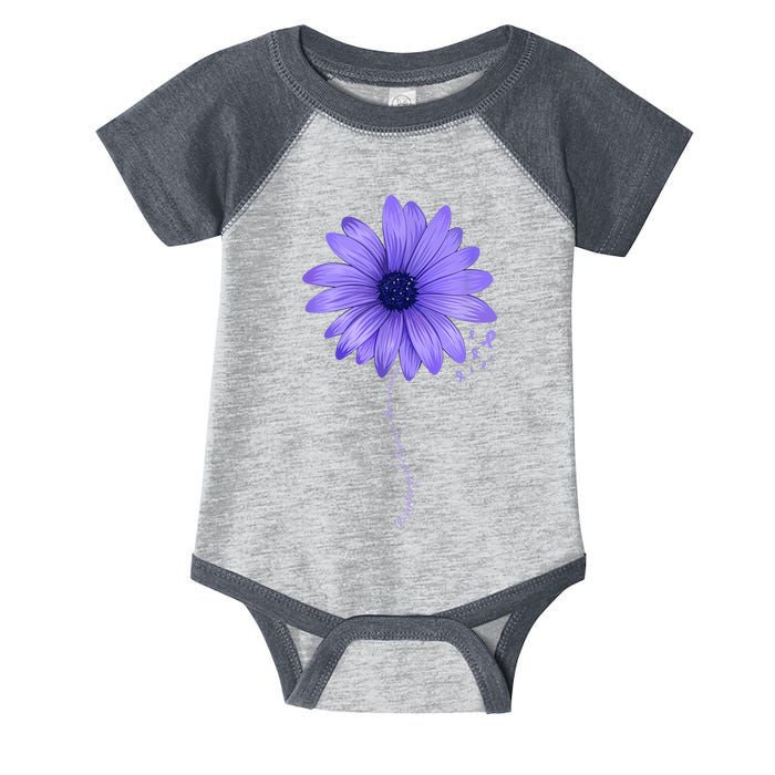 Esophageal Cancer Awareness Sunflower Periwinkle ribbon Infant Baby Jersey Bodysuit