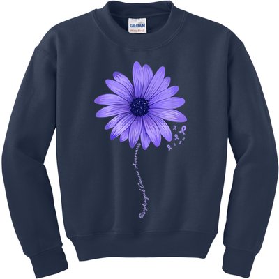 Esophageal Cancer Awareness Sunflower Periwinkle ribbon Kids Sweatshirt