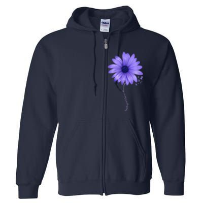 Esophageal Cancer Awareness Sunflower Periwinkle ribbon Full Zip Hoodie