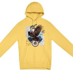 Eagle Collage Ancient Artifact Piece Premium Pullover Hoodie