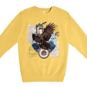 Eagle Collage Ancient Artifact Piece Premium Crewneck Sweatshirt