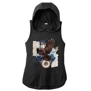 Eagle Collage Ancient Artifact Piece Ladies PosiCharge Tri-Blend Wicking Draft Hoodie Tank