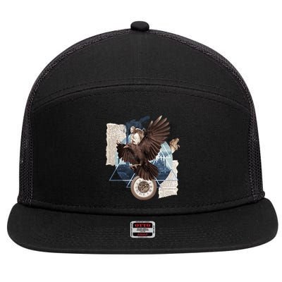 Eagle Collage Ancient Artifact Piece 7 Panel Mesh Trucker Snapback Hat