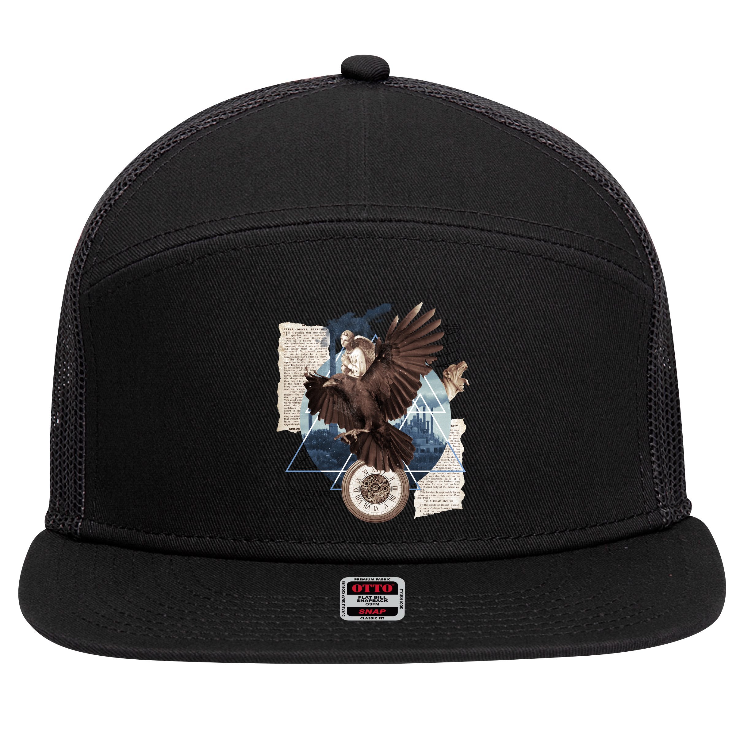 Eagle Collage Ancient Artifact Piece 7 Panel Mesh Trucker Snapback Hat