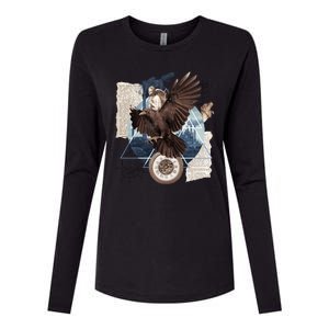 Eagle Collage Ancient Artifact Piece Womens Cotton Relaxed Long Sleeve T-Shirt