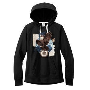 Eagle Collage Ancient Artifact Piece Women's Fleece Hoodie