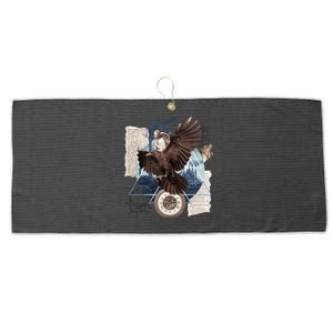 Eagle Collage Ancient Artifact Piece Large Microfiber Waffle Golf Towel