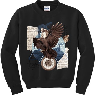 Eagle Collage Ancient Artifact Piece Kids Sweatshirt