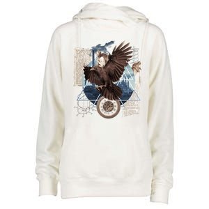 Eagle Collage Ancient Artifact Piece Womens Funnel Neck Pullover Hood