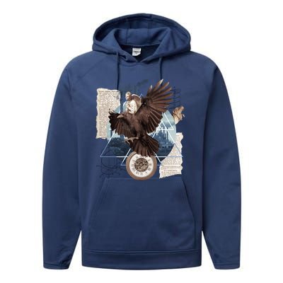 Eagle Collage Ancient Artifact Piece Performance Fleece Hoodie