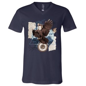 Eagle Collage Ancient Artifact Piece V-Neck T-Shirt