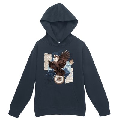 Eagle Collage Ancient Artifact Piece Urban Pullover Hoodie