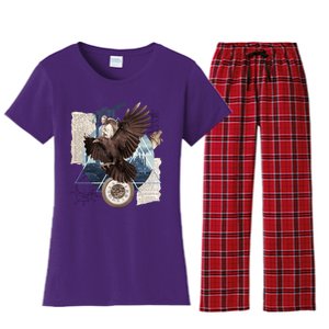 Eagle Collage Ancient Artifact Piece Women's Flannel Pajama Set