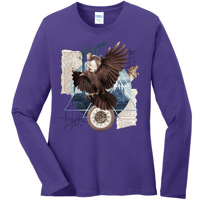 Eagle Collage Ancient Artifact Piece Ladies Long Sleeve Shirt