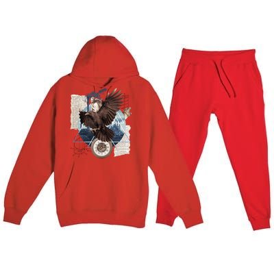 Eagle Collage Ancient Artifact Piece Premium Hooded Sweatsuit Set