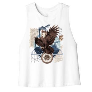 Eagle Collage Ancient Artifact Piece Women's Racerback Cropped Tank