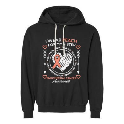 Endometrial Cancer Awareness Wear Peach My Sister Support Garment-Dyed Fleece Hoodie