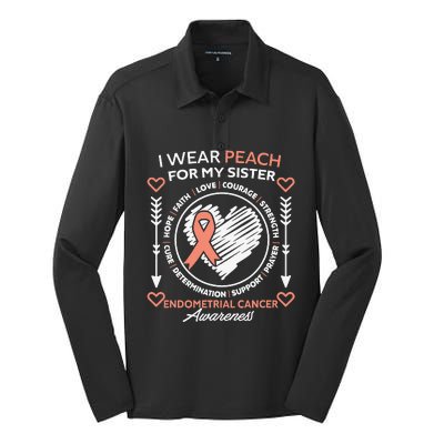 Endometrial Cancer Awareness Wear Peach My Sister Support Silk Touch Performance Long Sleeve Polo